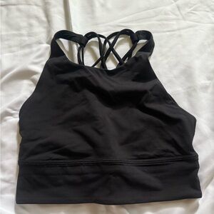 Lululemon high neck longline black sports bra